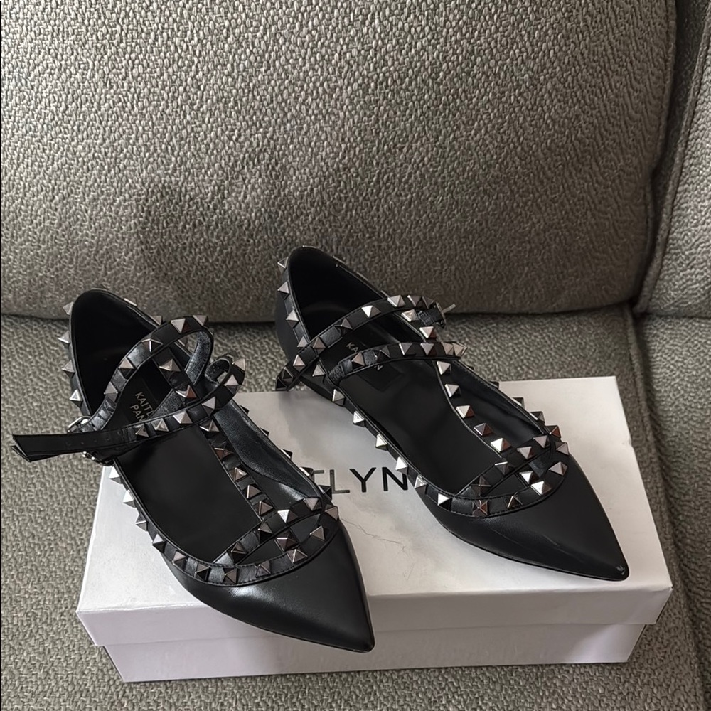 Studded Black Flats